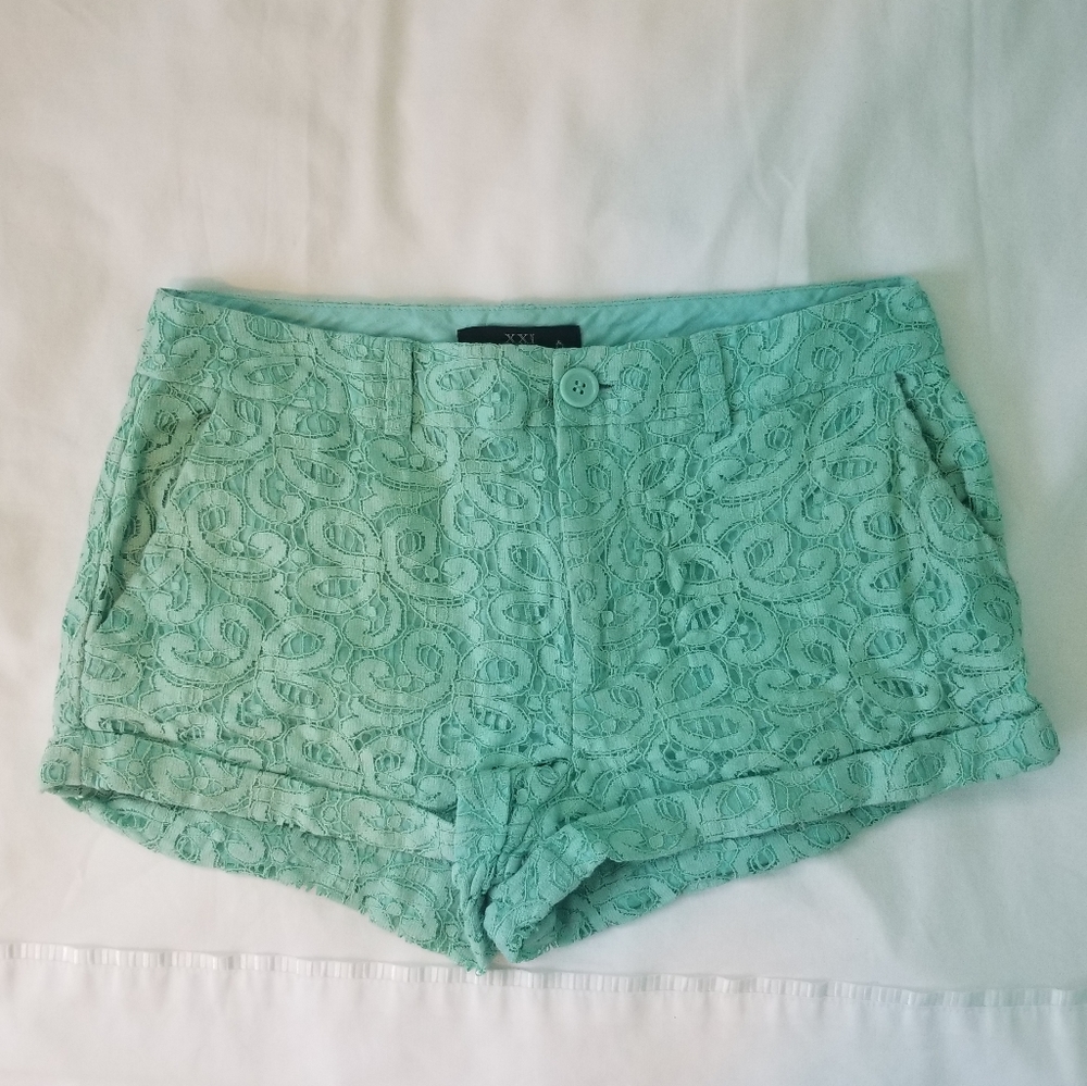 Small Mint Green Lace Shorts